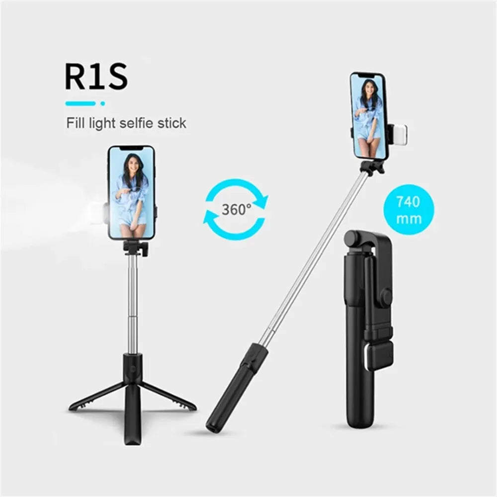 Palo de Selfie con Trípode Bluetooth y Luz LED