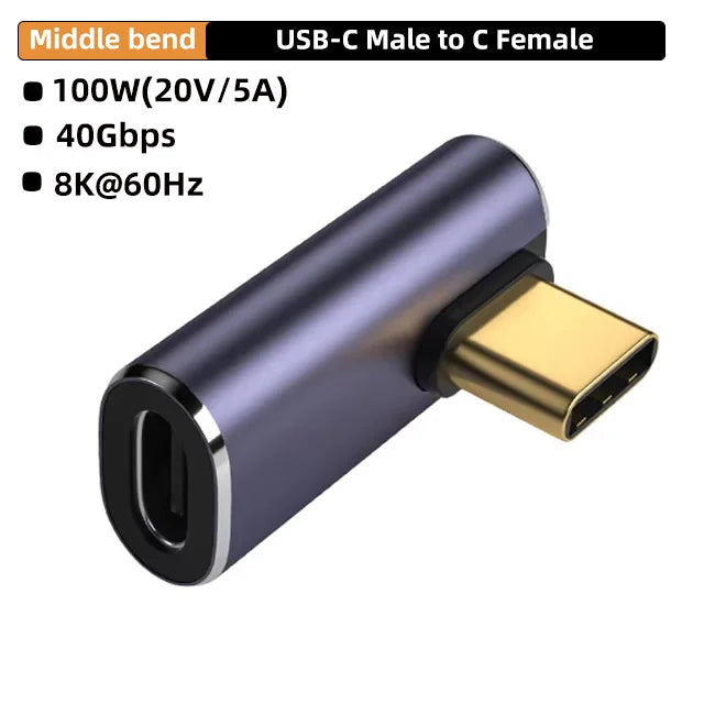 Adaptador USB-C 90° USB4 para Datos y Carga