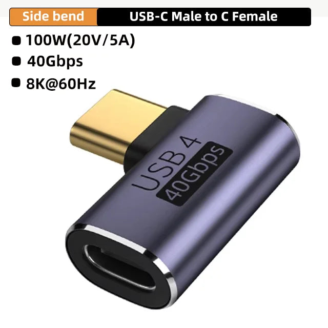 Adaptador USB-C 90° USB4 para Datos y Carga