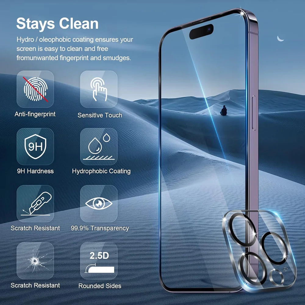 Protector de Pantalla HD con Lente de Cámara para iPhone