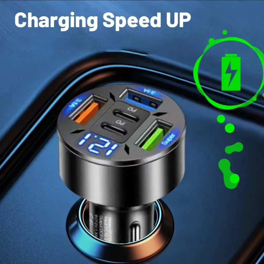 Cargador de Coche de 5 Puertos con USB-C
