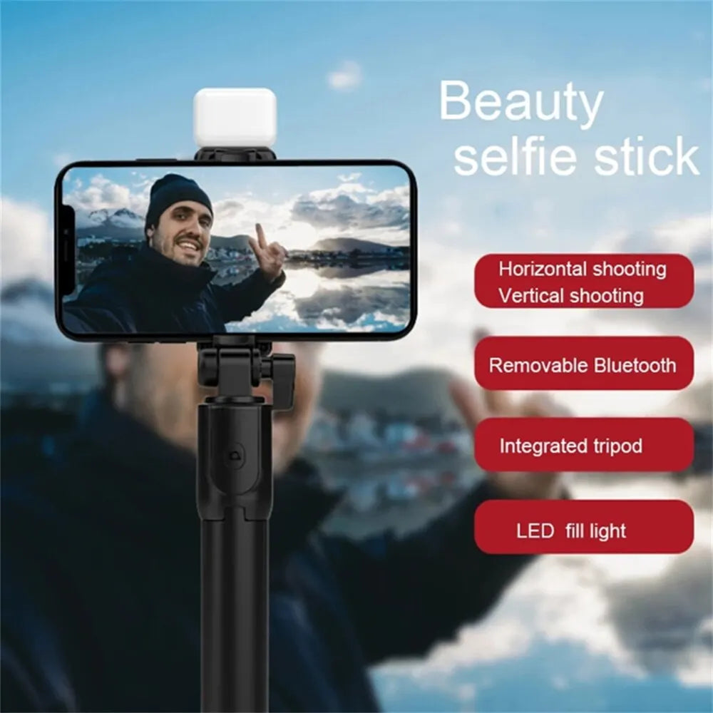 Palo de Selfie con Trípode Bluetooth y Luz LED