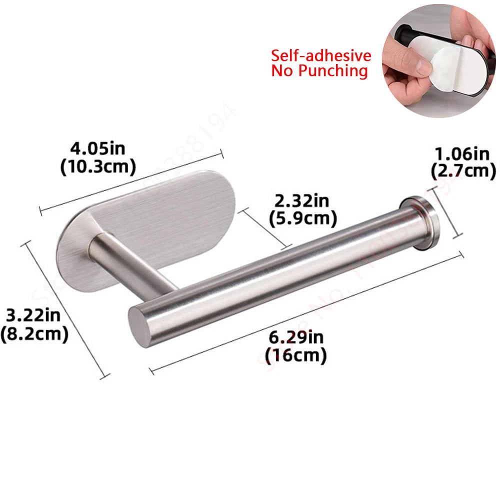 Portarrollos Adhesivo de Acero para Baño y Cocina