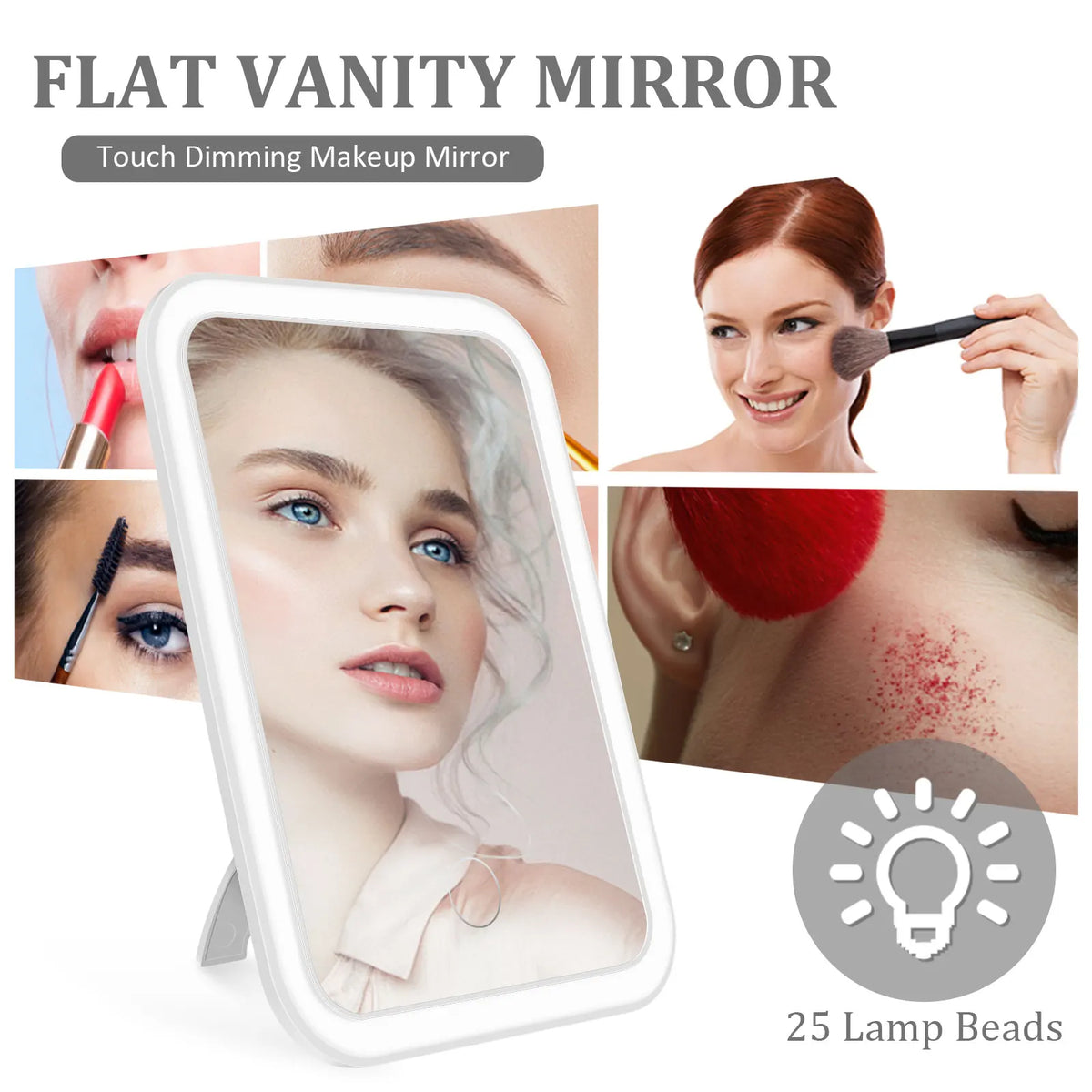 Espejo de Maquillaje con Luz LED y Soporte