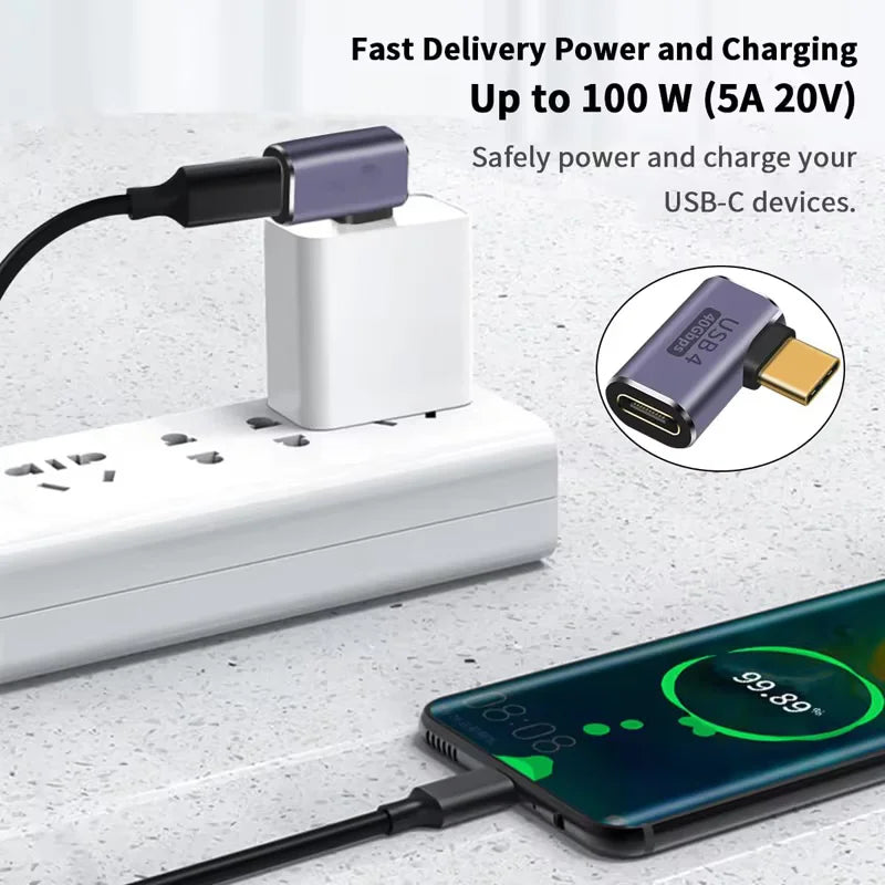 Adaptador USB-C 90° USB4 para Datos y Carga