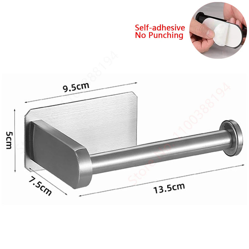 Portarrollos Adhesivo de Acero para Baño y Cocina