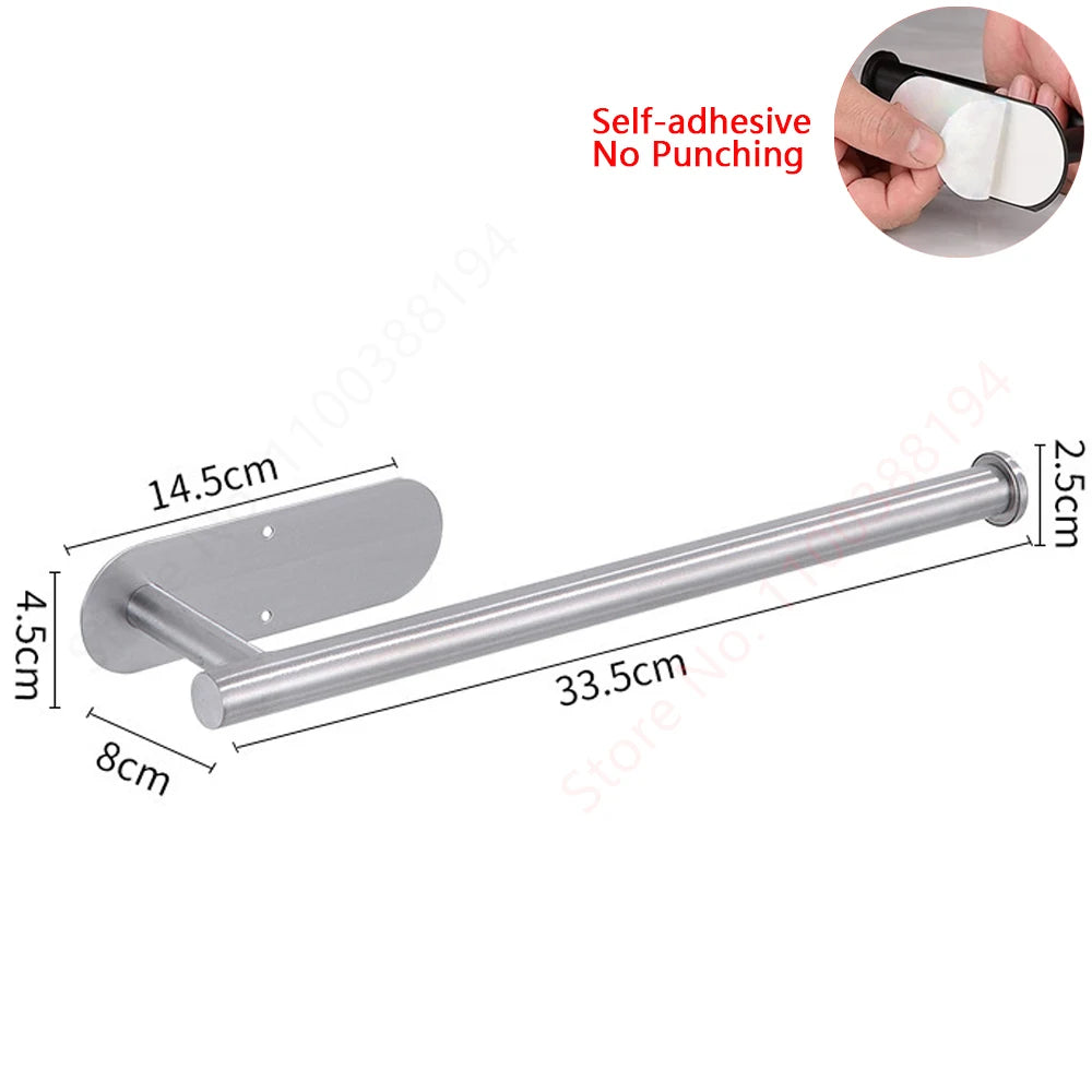 Portarrollos Adhesivo de Acero para Baño y Cocina