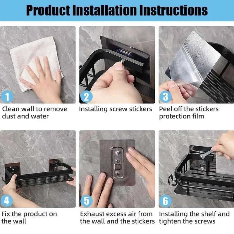 Estante de Aluminio para Ducha sin Taladro