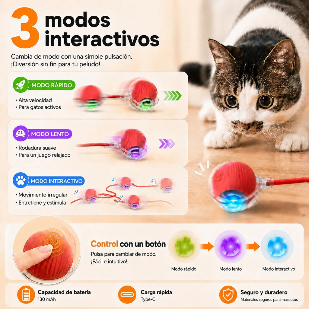 Pelota Automática Recargable para Gatos
