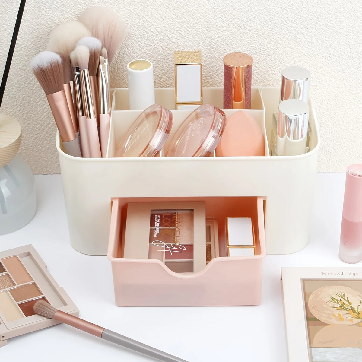 Organizador de Maquillaje con Cajón y 6 Compartimentos