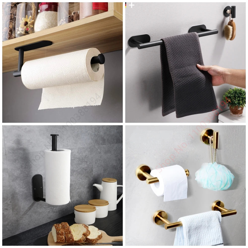 Portarrollos Adhesivo de Acero para Baño y Cocina
