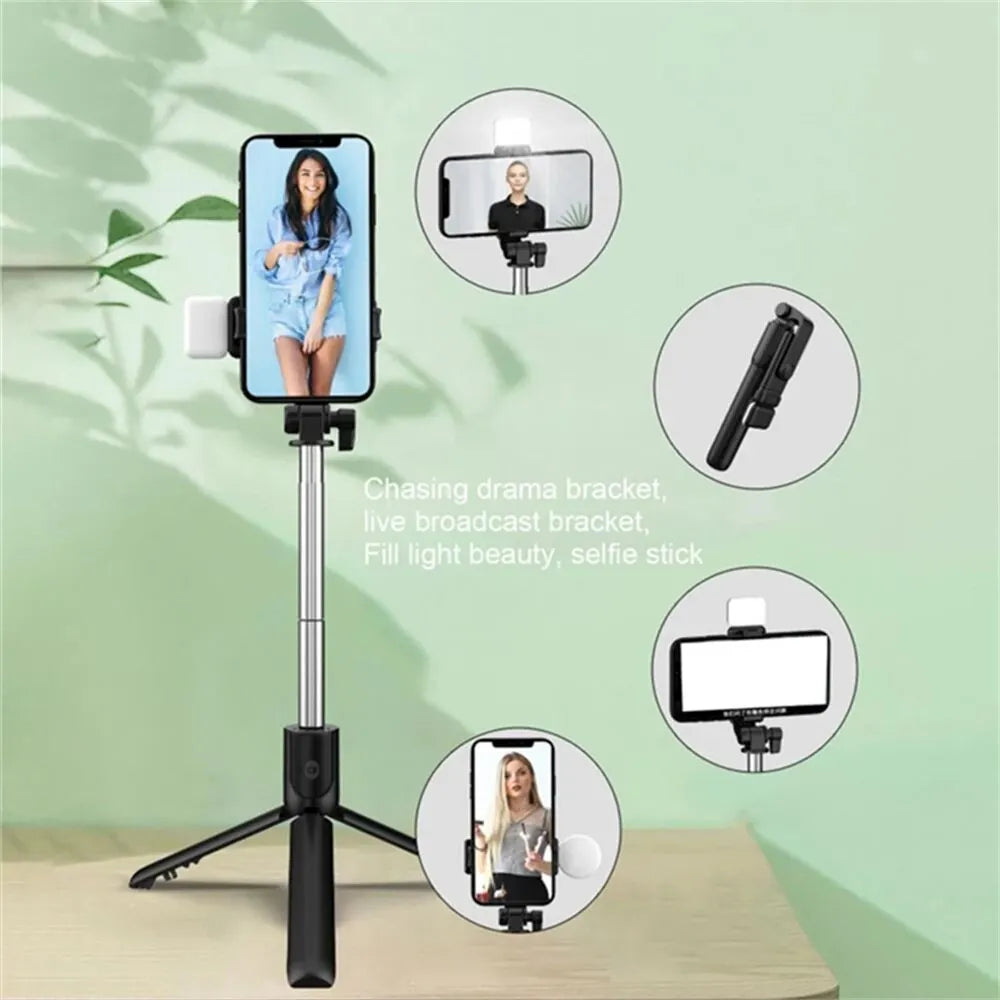 Palo de Selfie con Trípode Bluetooth y Luz LED