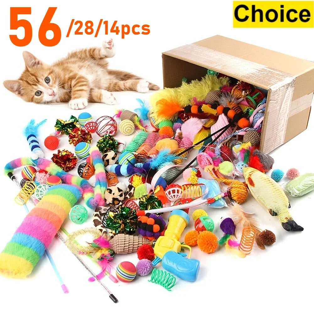 Pack Mixto de Juguetes para Gatos de 14, 28 o 56 Piezas