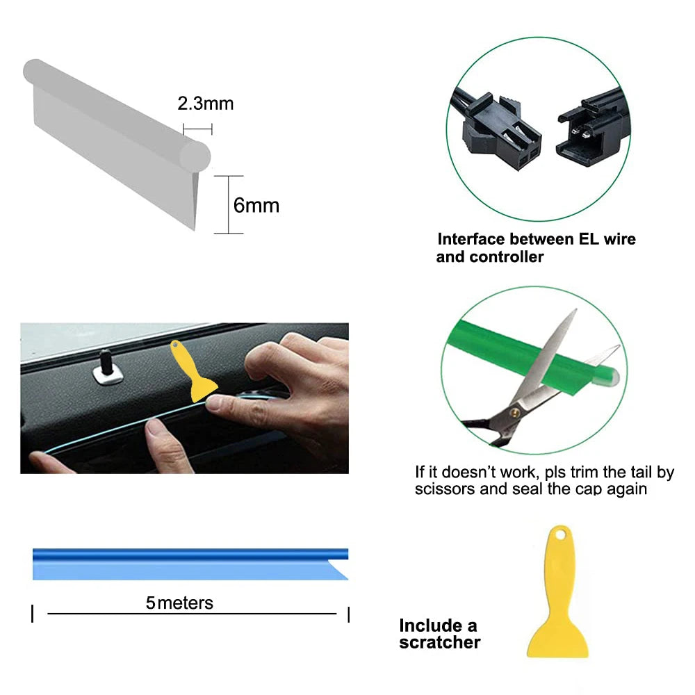 Tira de Luces LED Neón para Interior de Coche (5M)