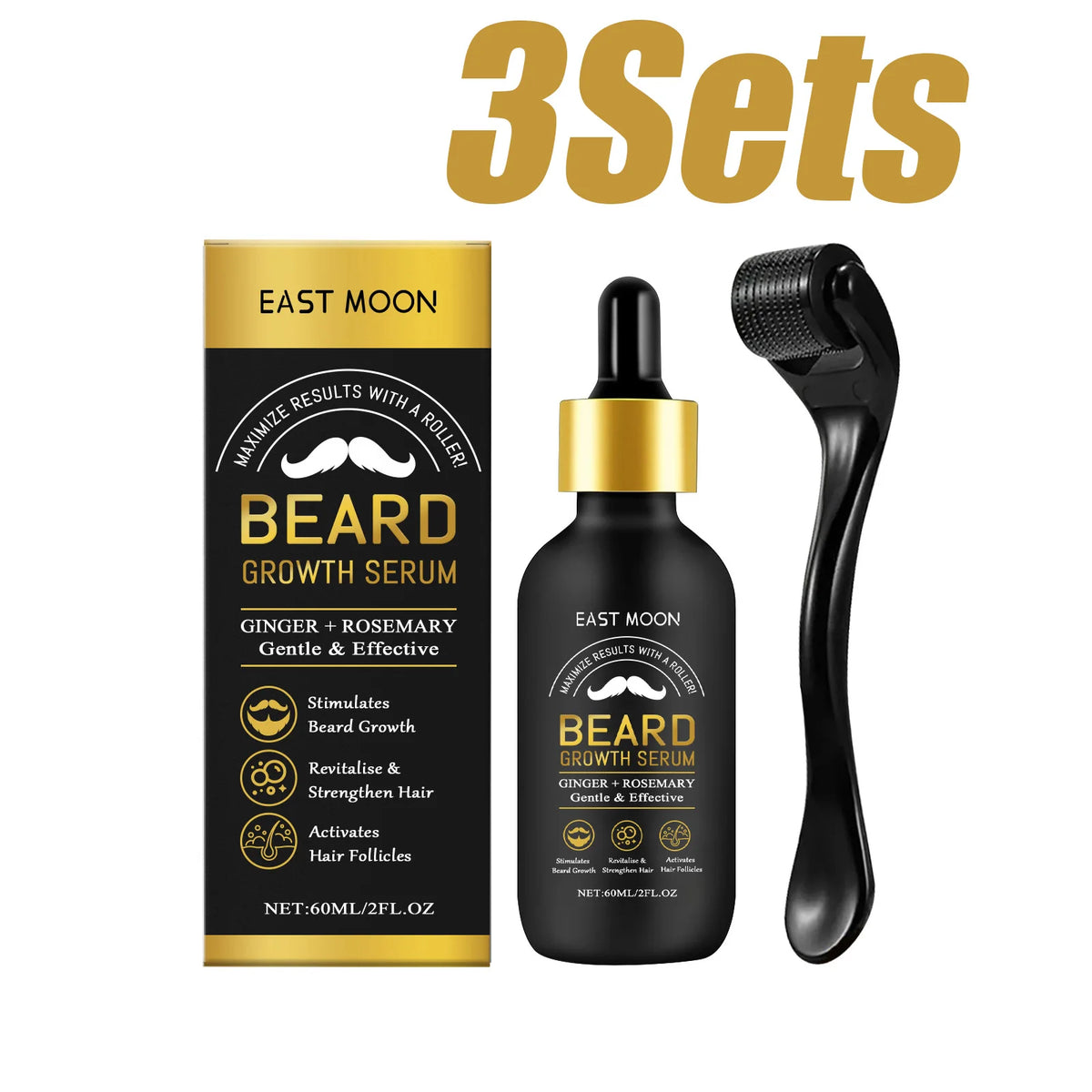 Set de Cuidado para Barba con Aceite 60 ml y Micro Rodillo