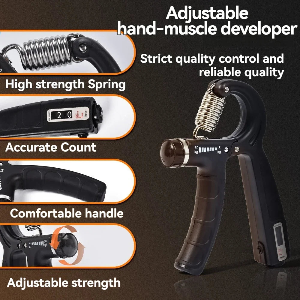 Ejercitador de Agarre Ajustable 5–60 kg con Contador