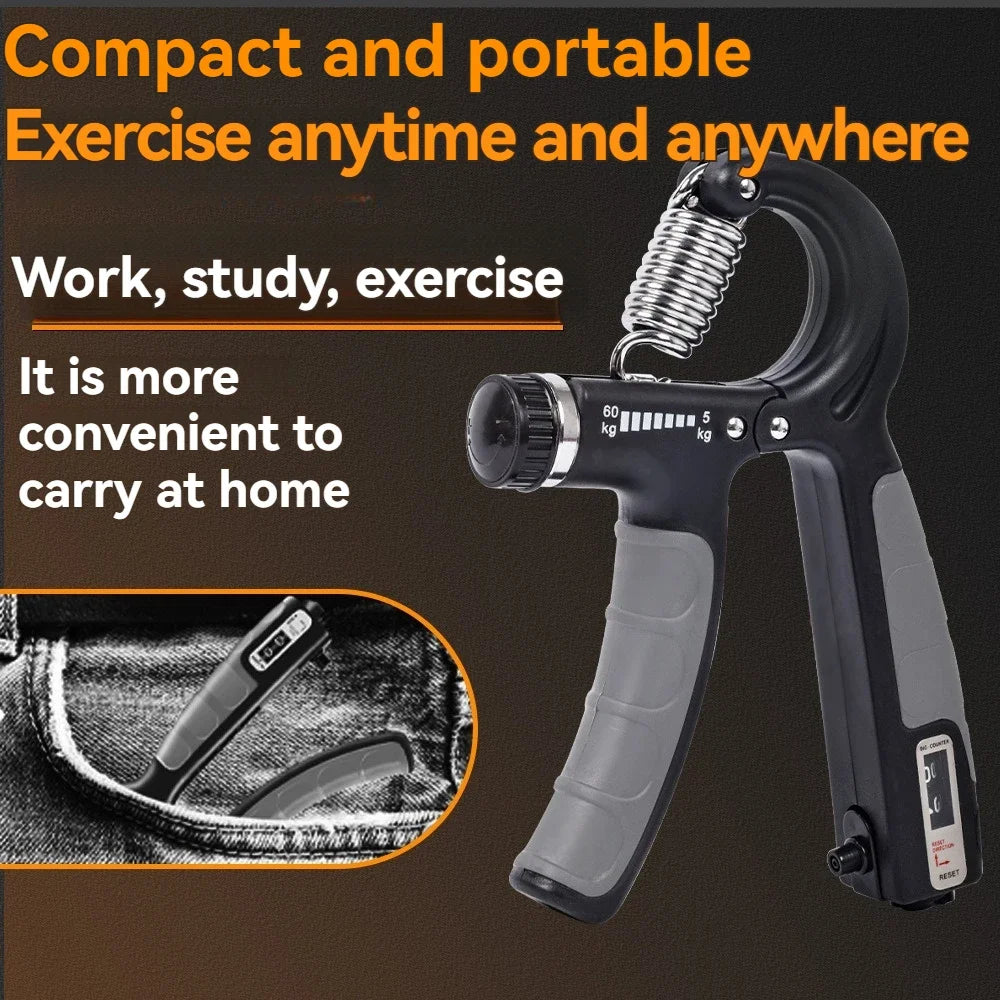Ejercitador de Agarre Ajustable 5–60 kg con Contador