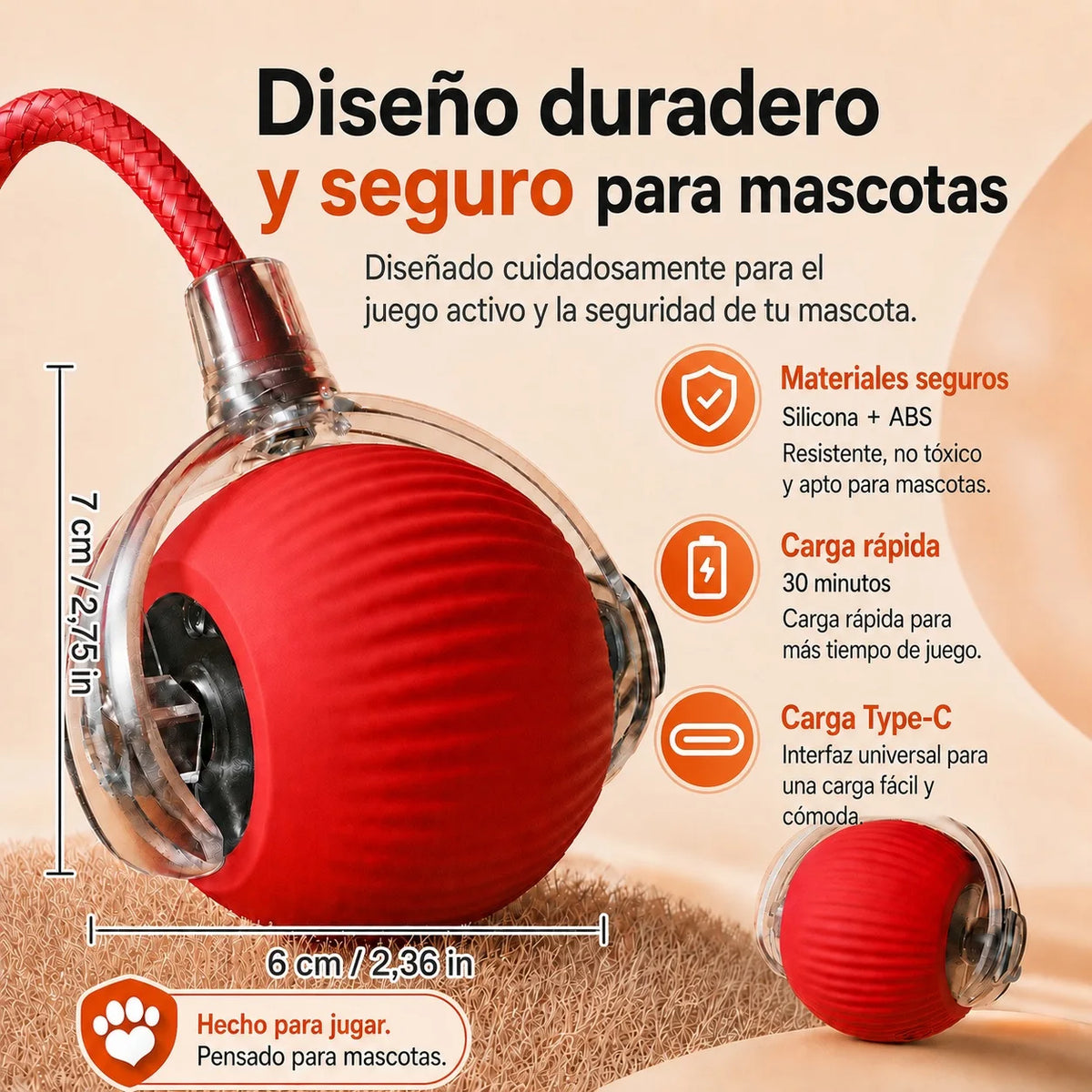 Pelota Automática Recargable para Gatos