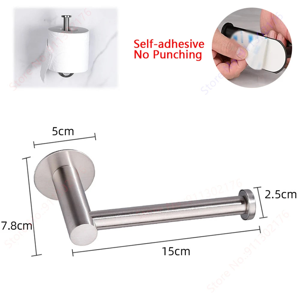 Portarrollos Adhesivo de Acero para Baño y Cocina