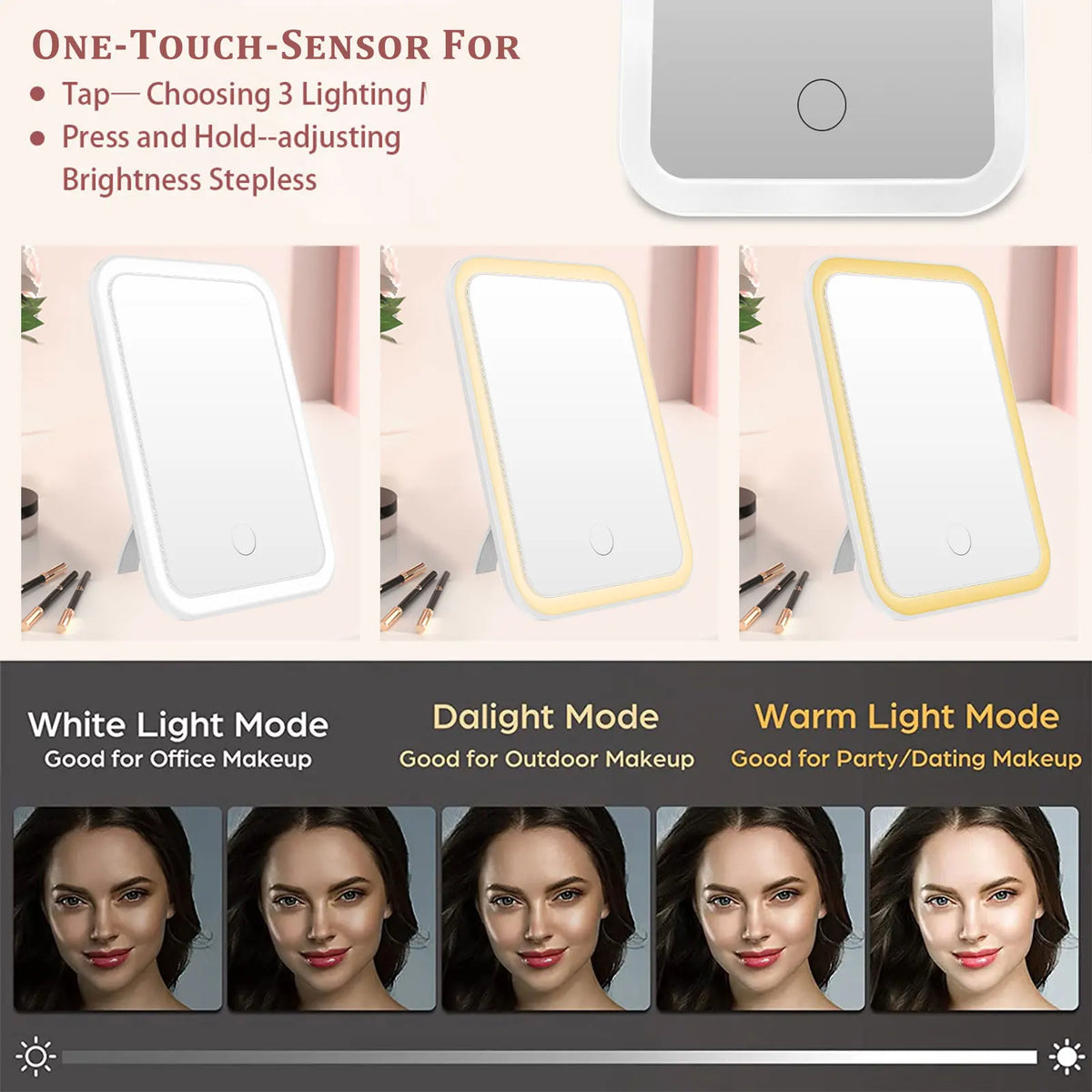 Espejo de Maquillaje con Luz LED y Soporte