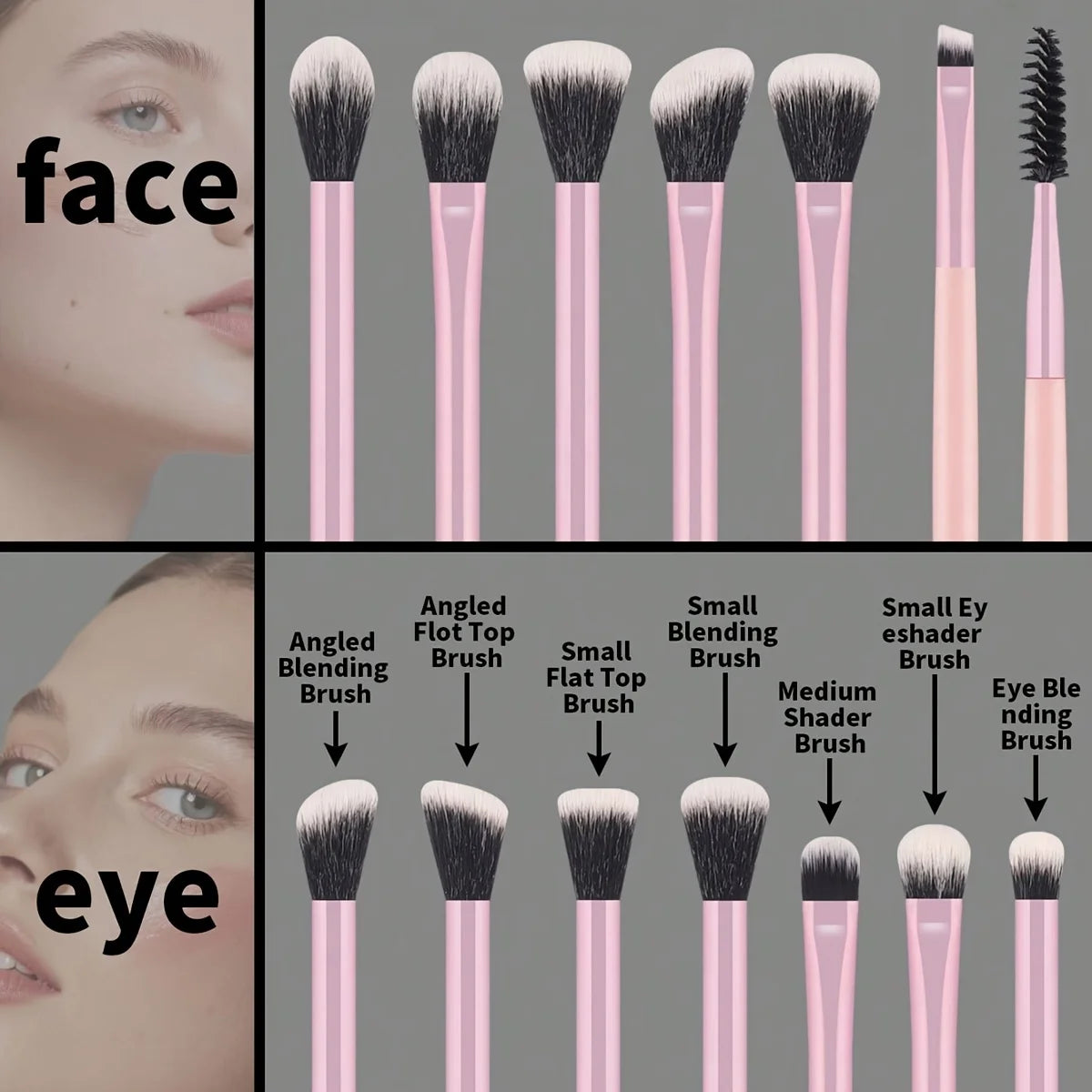 Set de 13 Brochas de Maquillaje para Rostro y Ojos