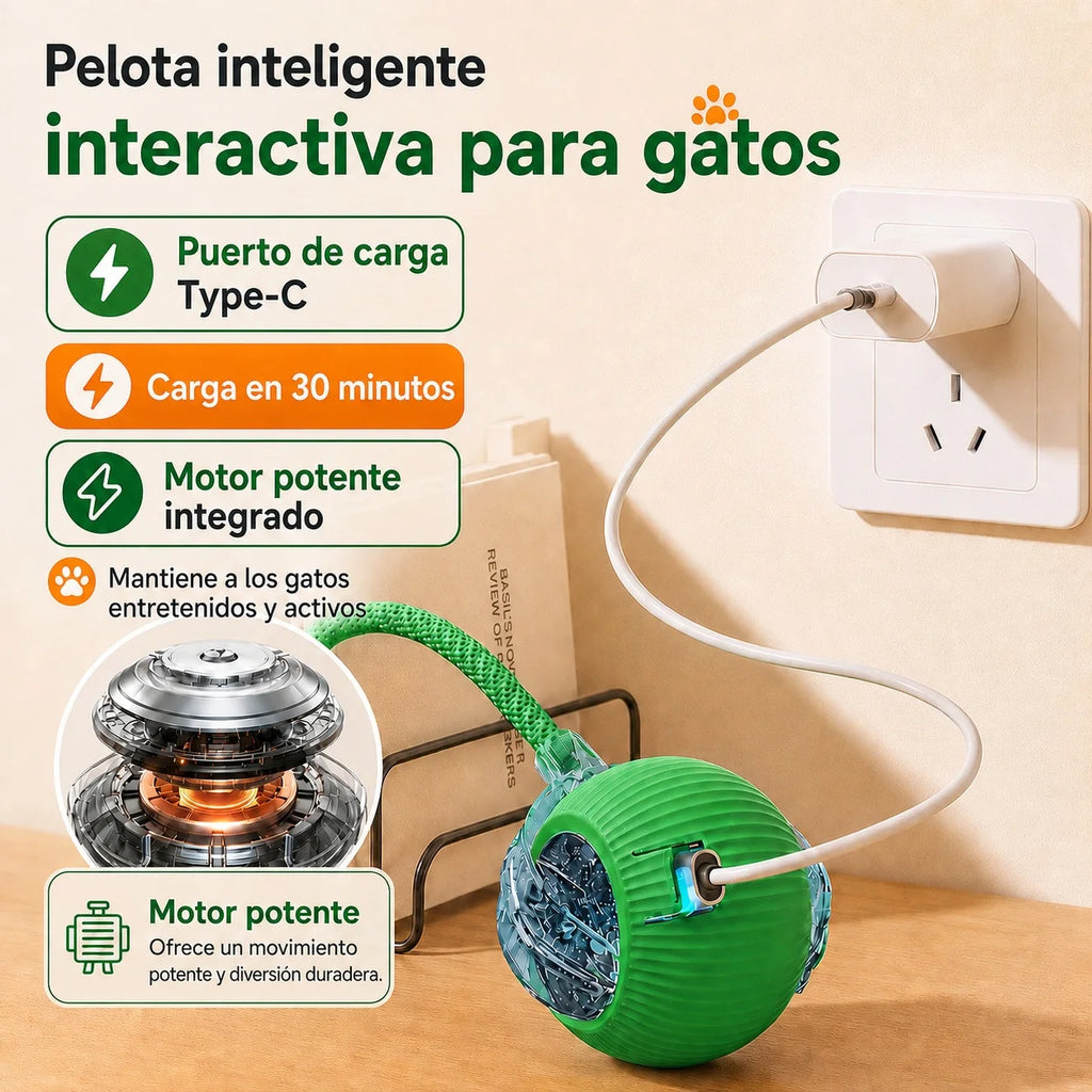 Pelota Automática Recargable para Gatos