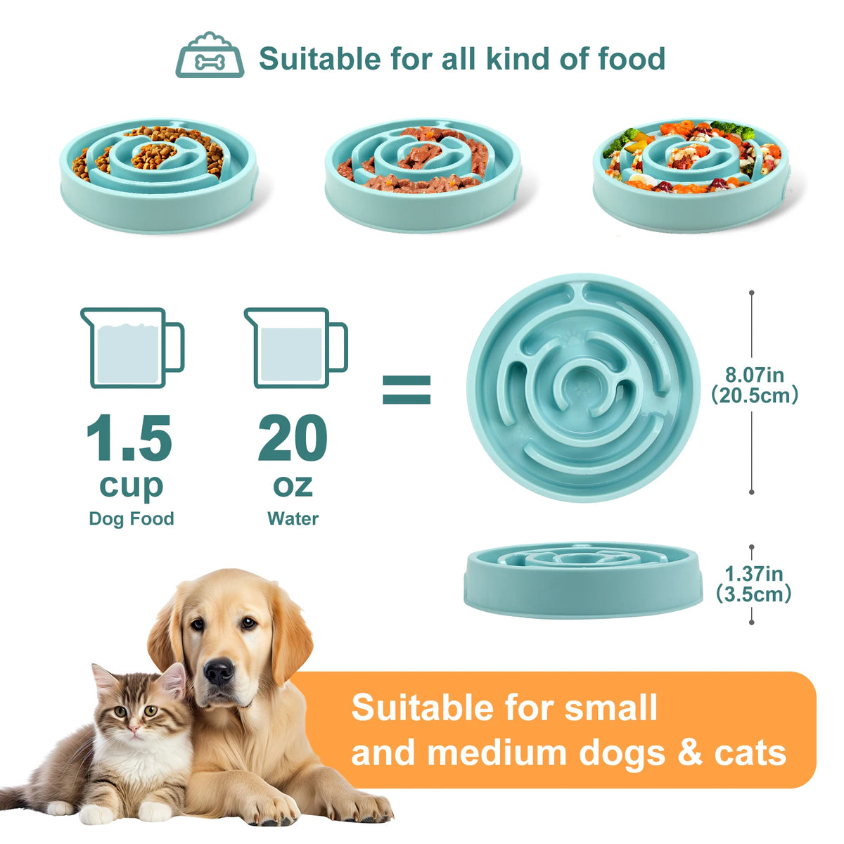 Comedero de Alimentación Lenta Antideslizante para Perros