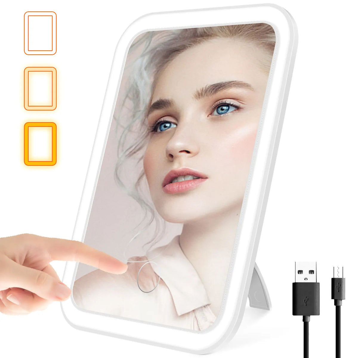Espejo de Maquillaje con Luz LED y Soporte