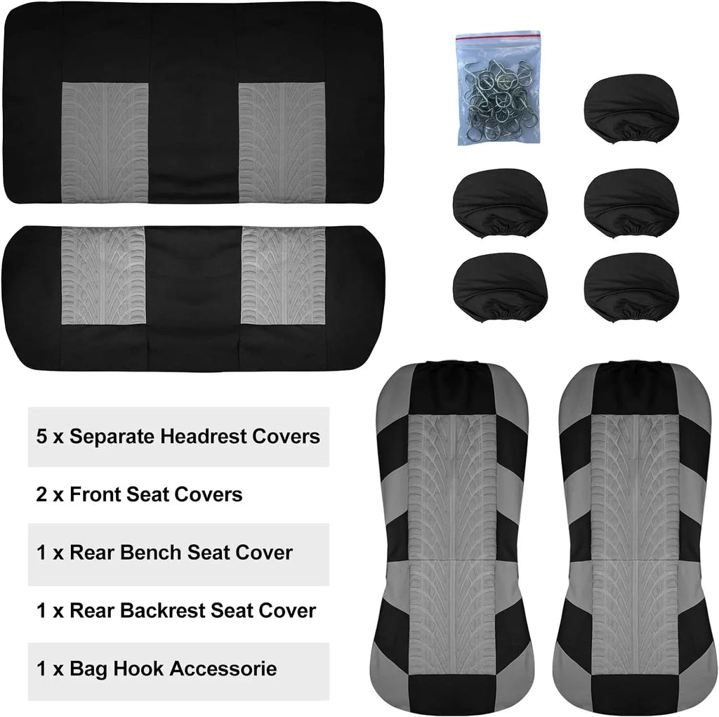 Juego de Fundas de Asiento para Coche (Delantero y Trasero)