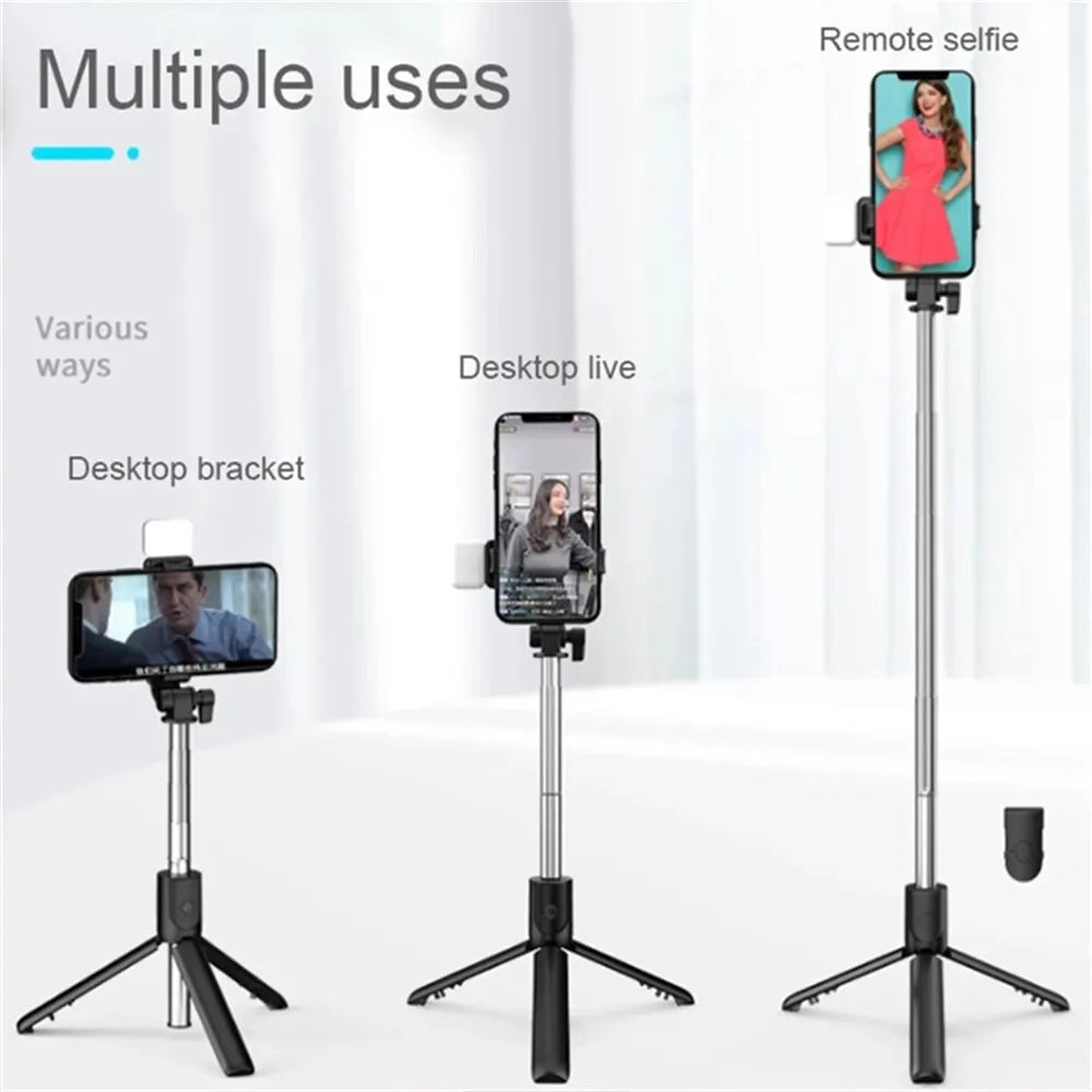 Palo de Selfie con Trípode Bluetooth y Luz LED