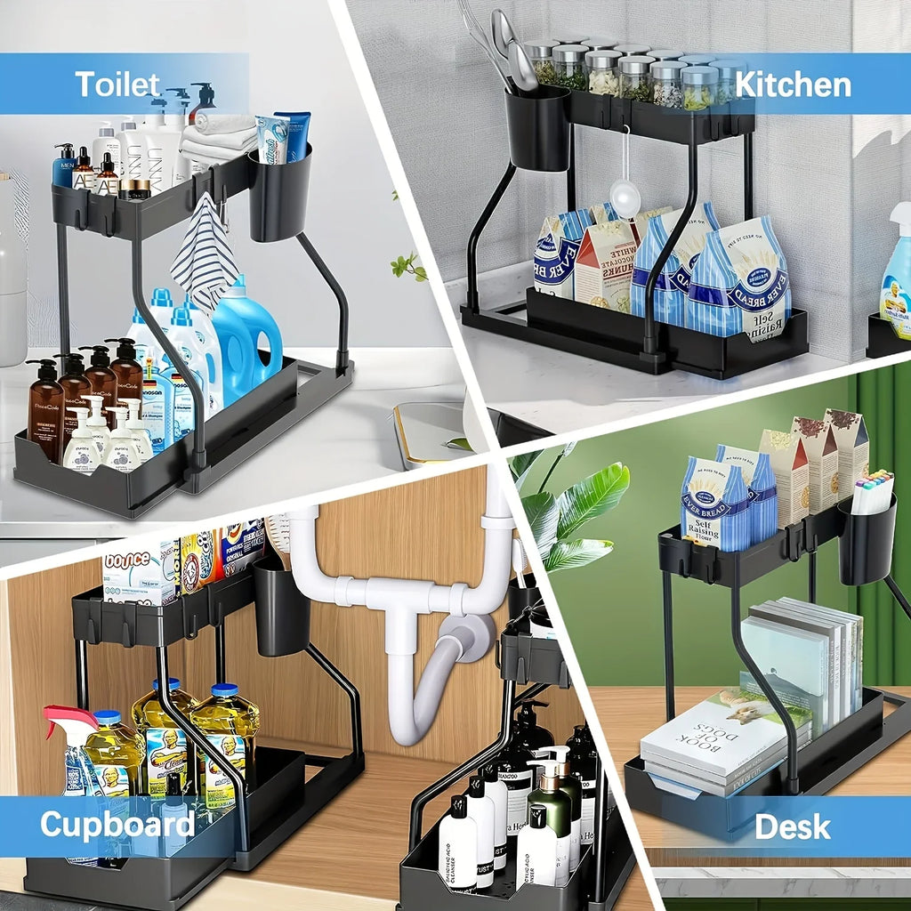 Organizador Extraíble de 2 Niveles para Cocina y Baño