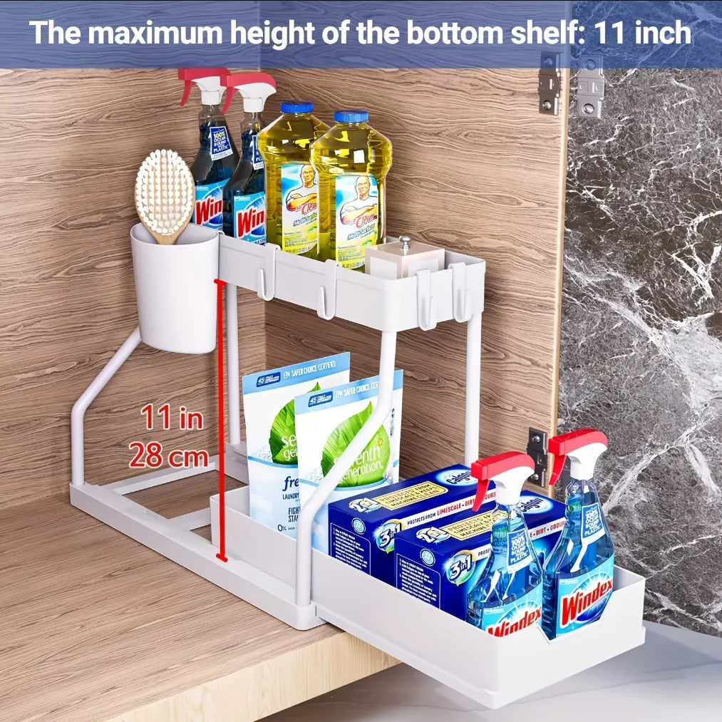 Organizador Extraíble de 2 Niveles para Cocina y Baño