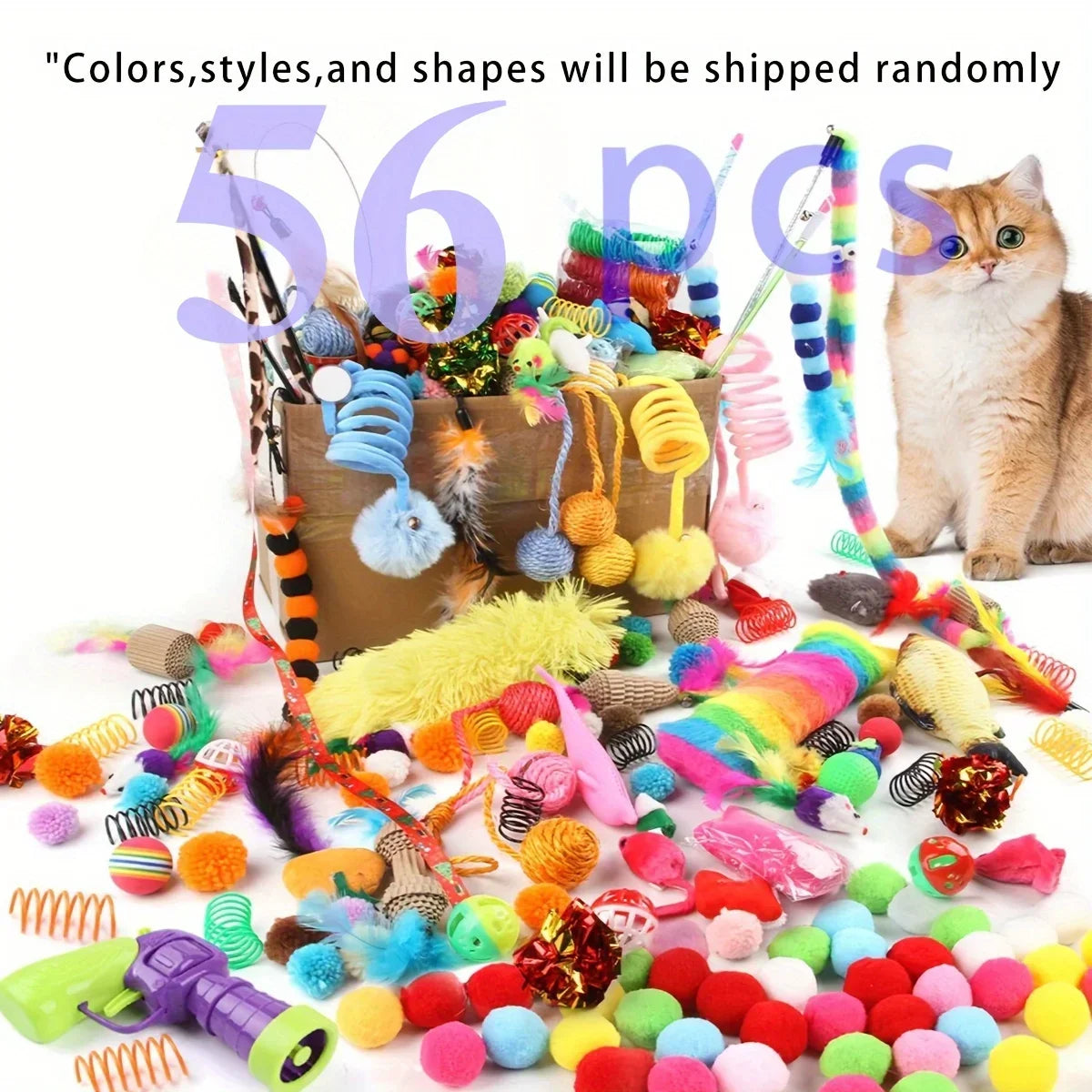 Pack Mixto de Juguetes para Gatos de 14, 28 o 56 Piezas