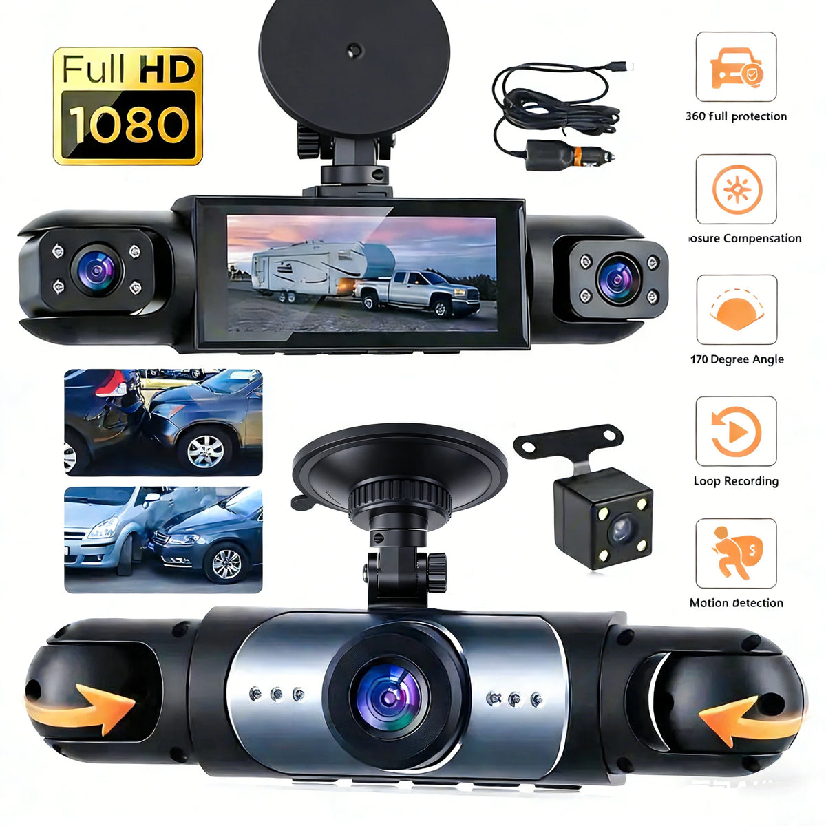 Dashcam de 3 o 4 Cámaras con Visión Nocturna