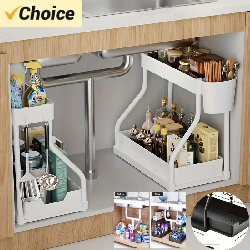 Organizador Extraíble de 2 Niveles para Cocina y Baño