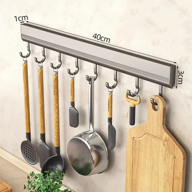 Barra de Ganchos de Pared sin Taladro
