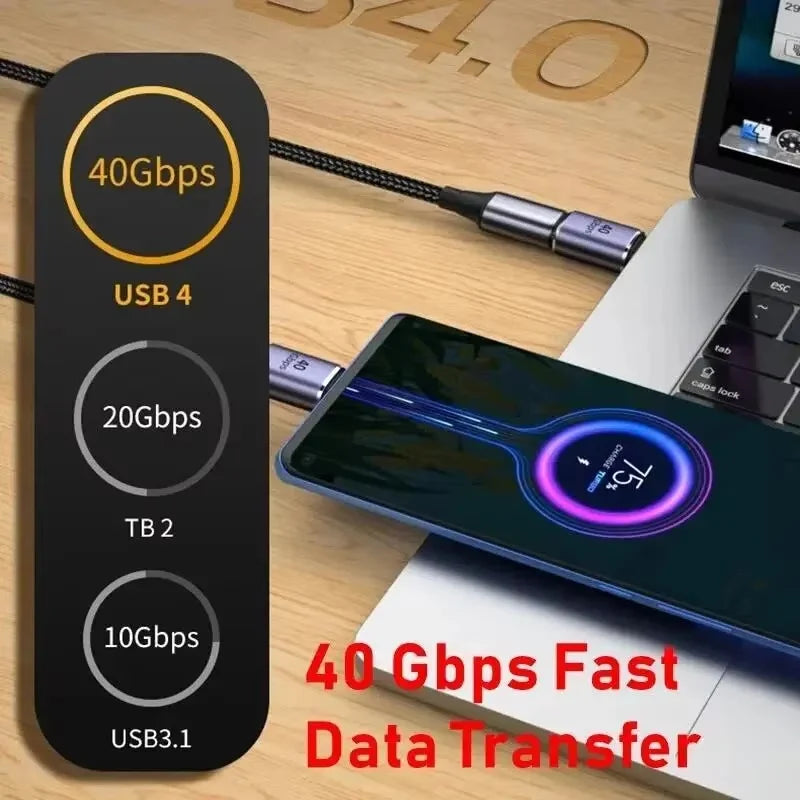 Adaptador USB-C 90° USB4 para Datos y Carga