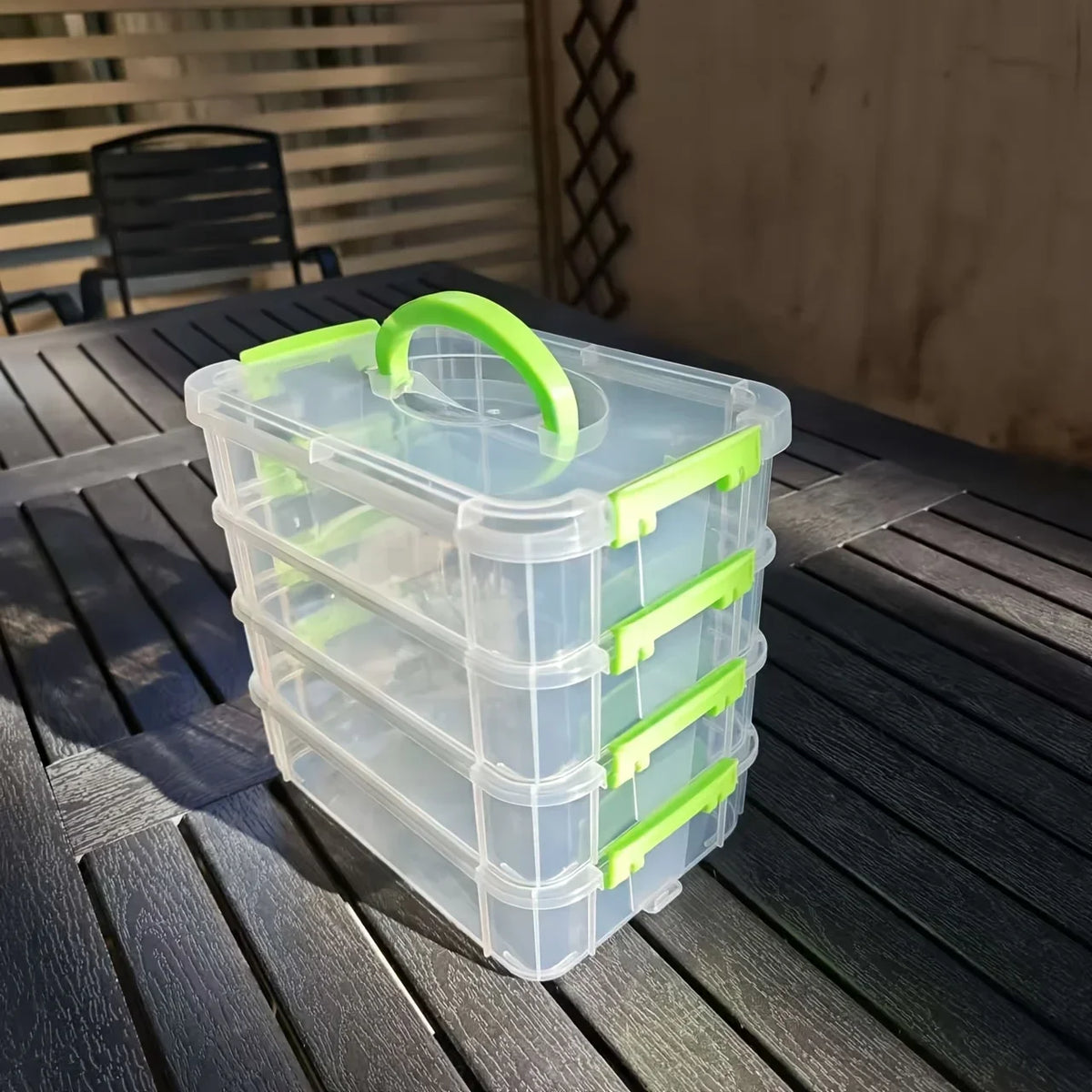 Caja Transparente Apilable de 4 Niveles