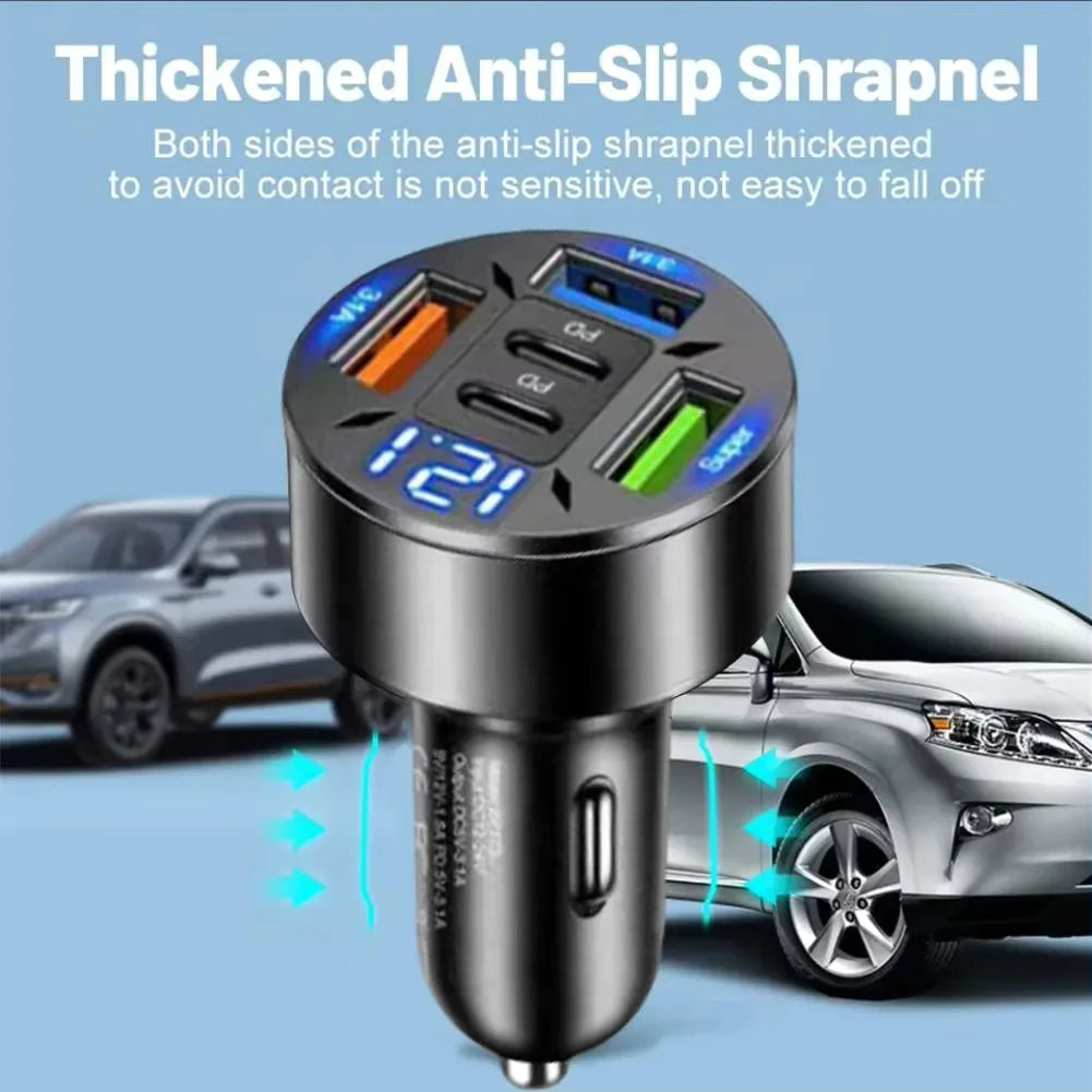 Cargador de Coche de 5 Puertos con USB-C