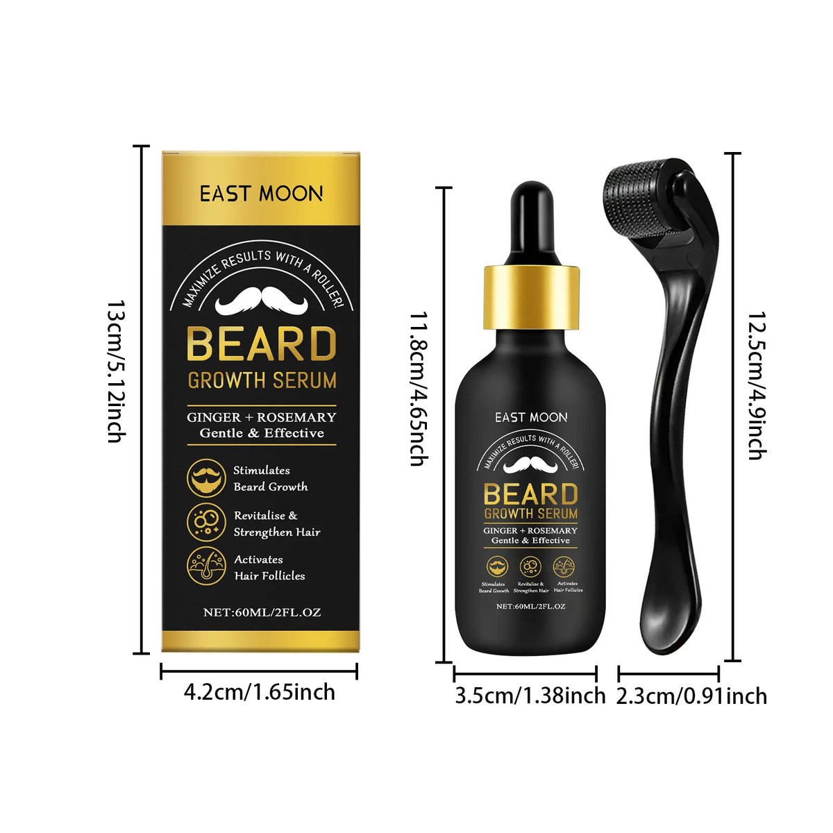 Set de Cuidado para Barba con Aceite 60 ml y Micro Rodillo