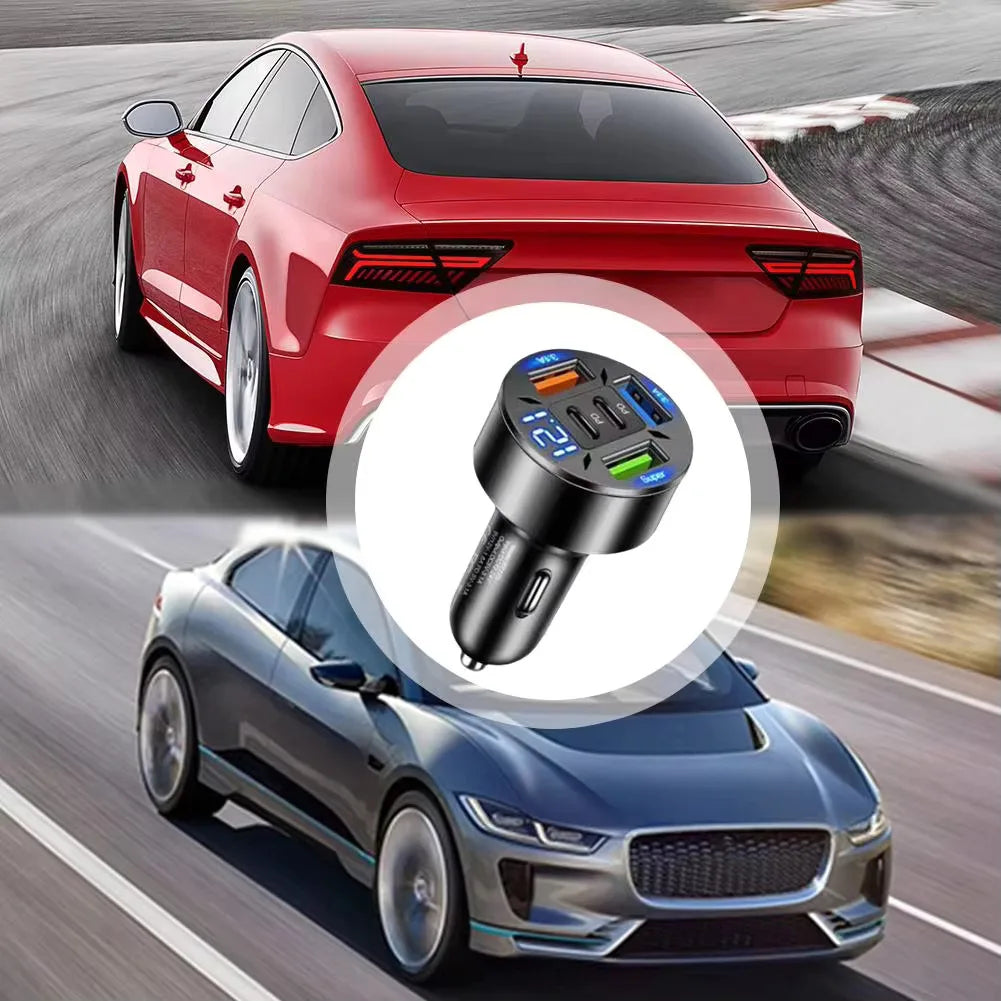 Cargador de Coche de 5 Puertos con USB-C