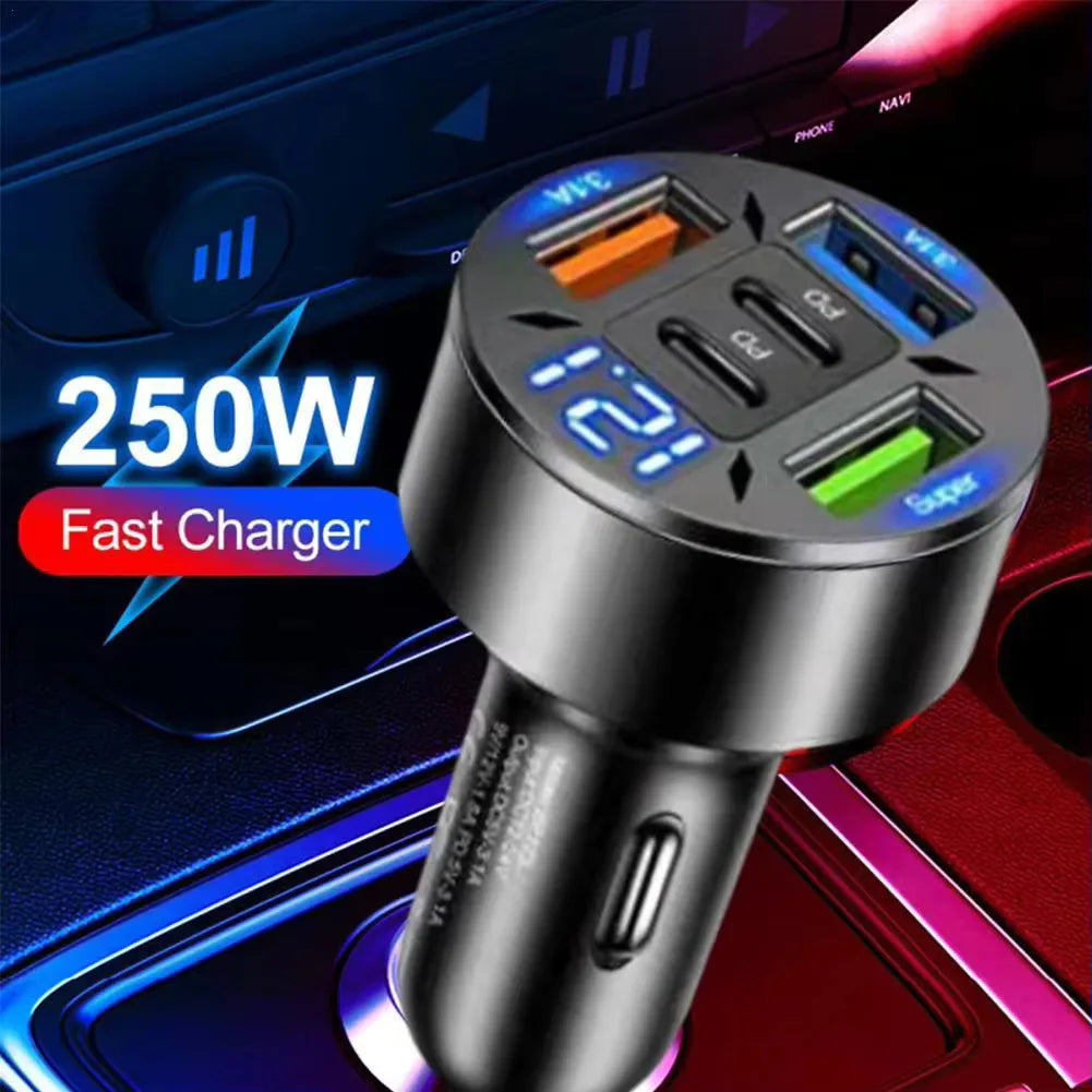 Cargador de Coche de 5 Puertos con USB-C