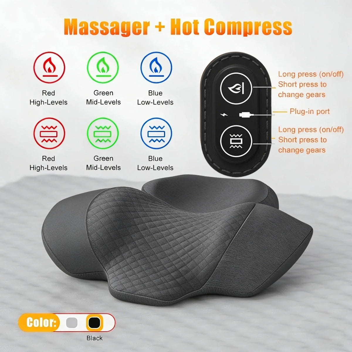 Almohada Cervical Eléctrica con Calor y Masaje