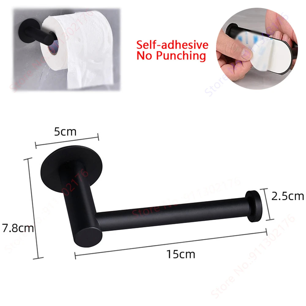 Portarrollos Adhesivo de Acero para Baño y Cocina