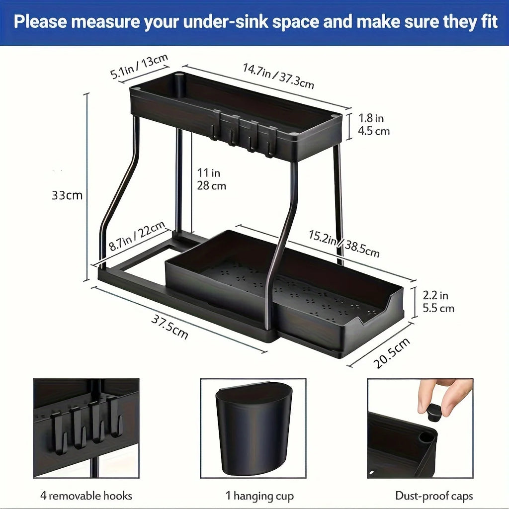 Organizador Extraíble de 2 Niveles para Cocina y Baño