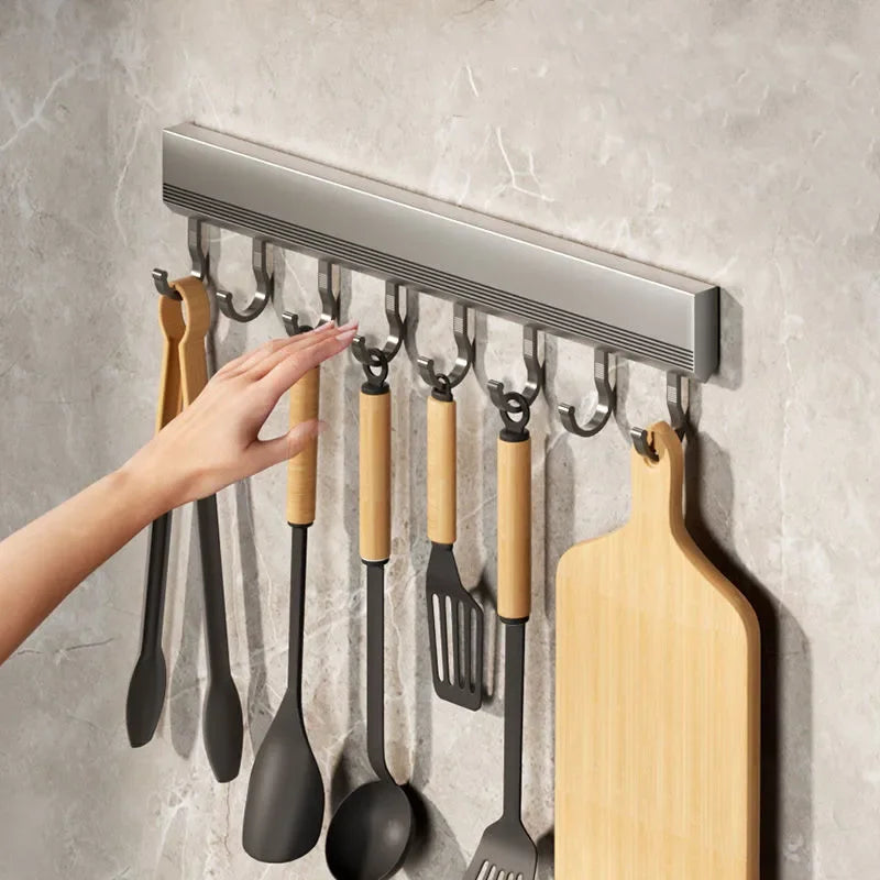 Barra de Ganchos de Pared sin Taladro
