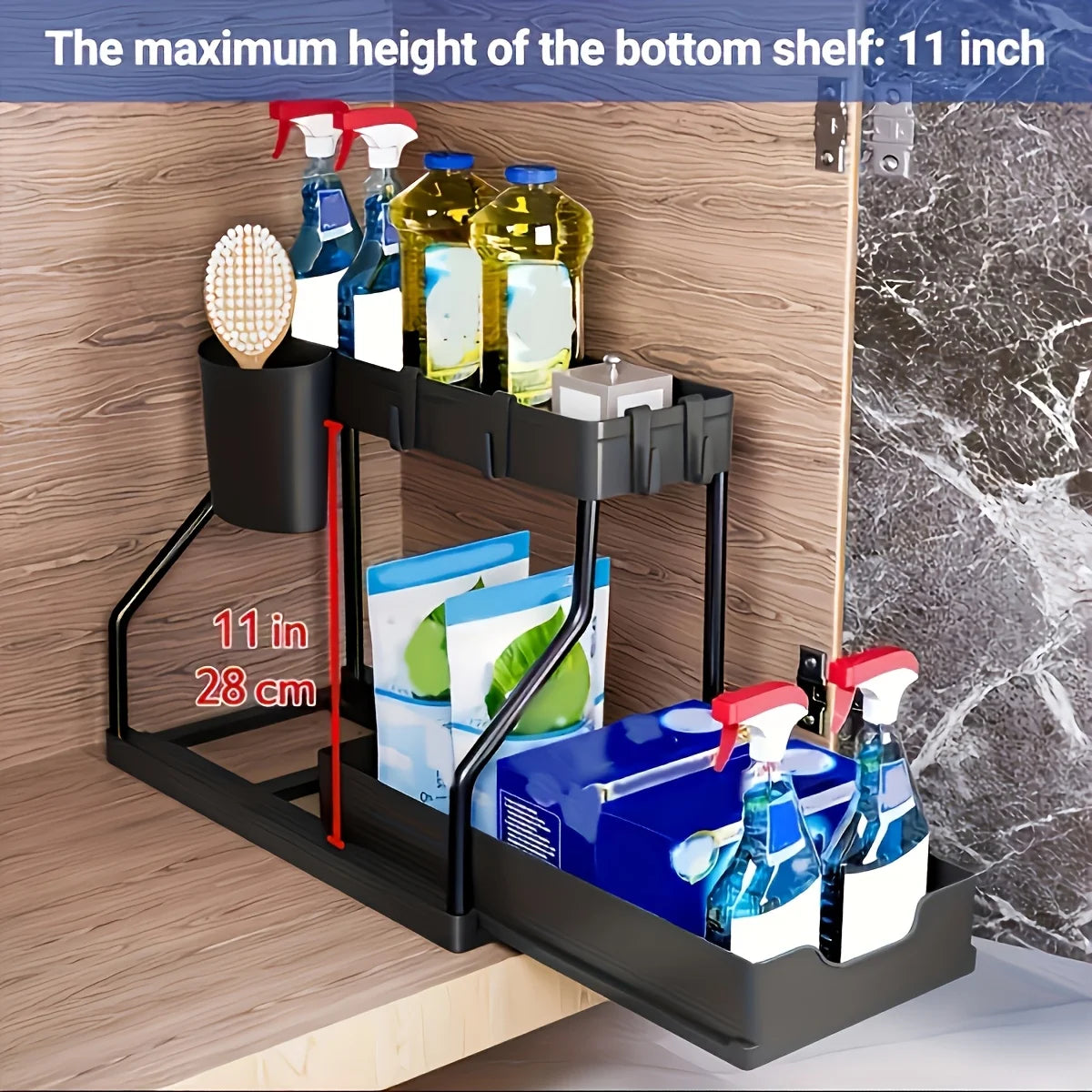 Organizador Extraíble de 2 Niveles para Cocina y Baño