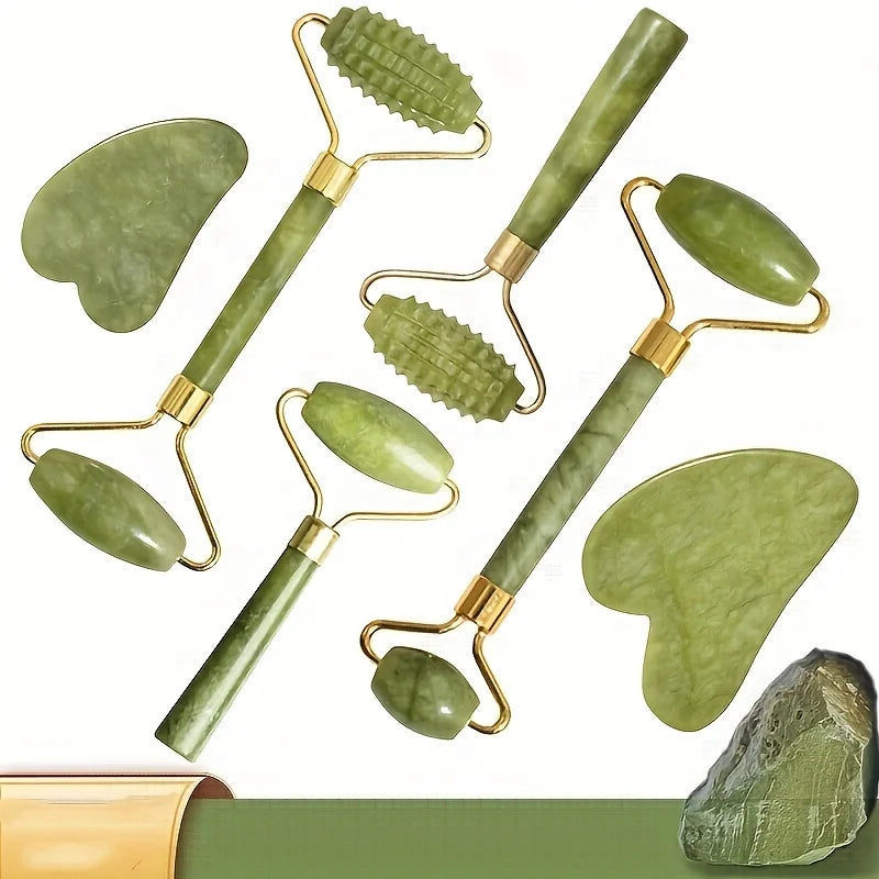 Rodillo Facial y Gua Sha de Piedra