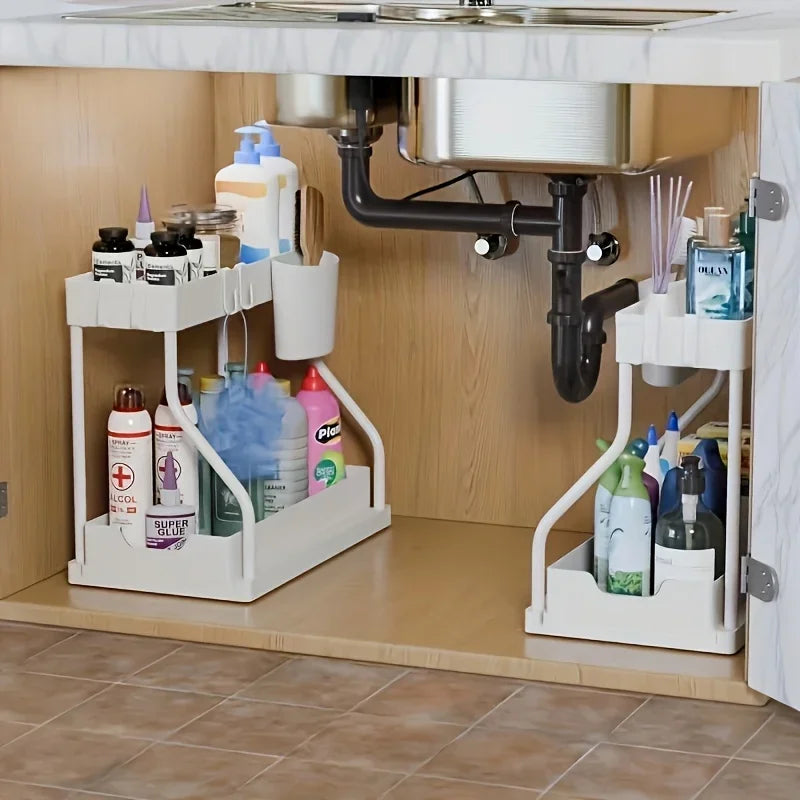 Organizador Extraíble de 2 Niveles para Cocina y Baño