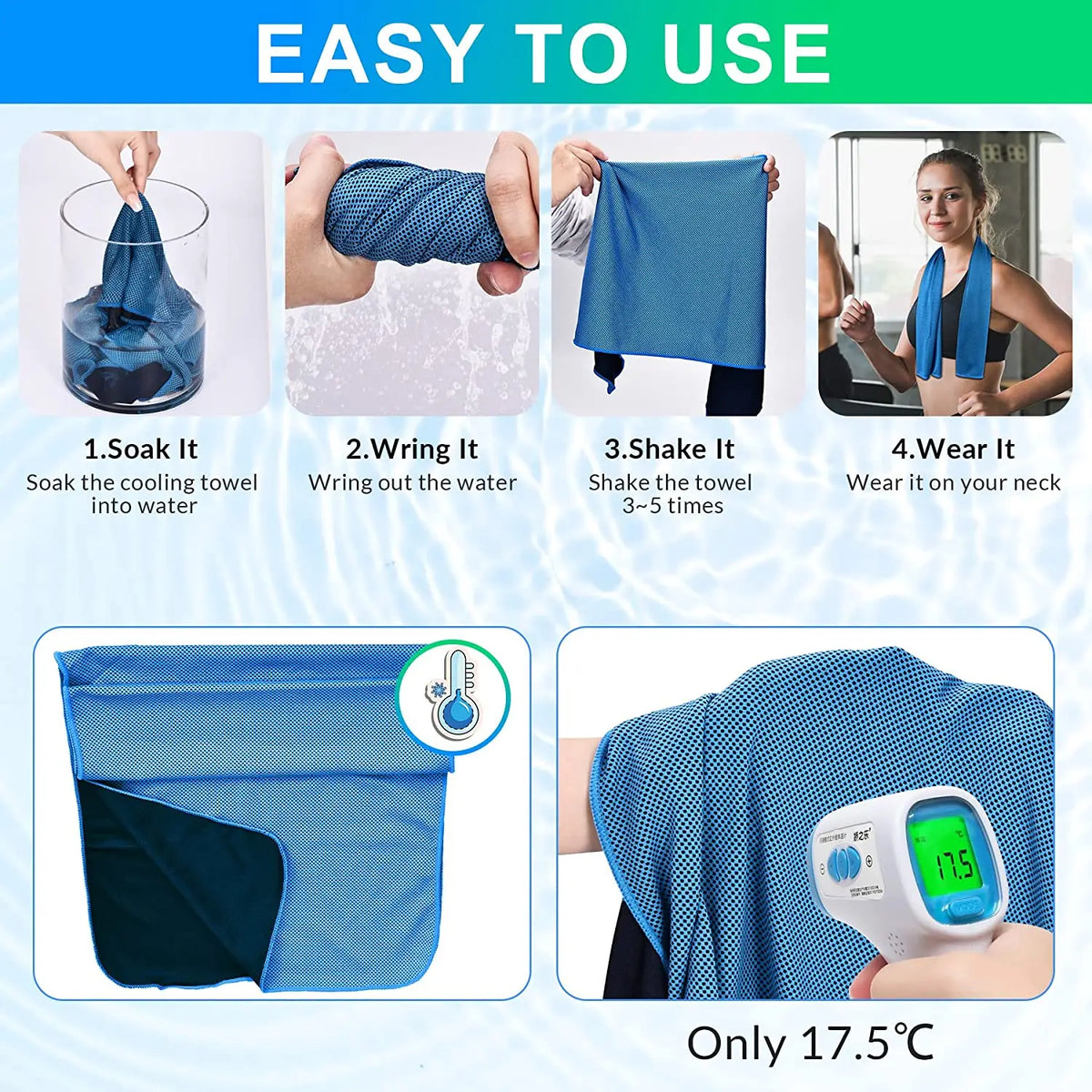 Pack de 4 Toallas Refrescantes para Deporte y Gimnasio